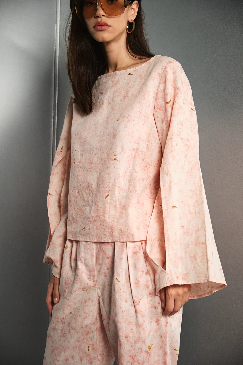 Kanchan|Linen Slit Sleeve Top