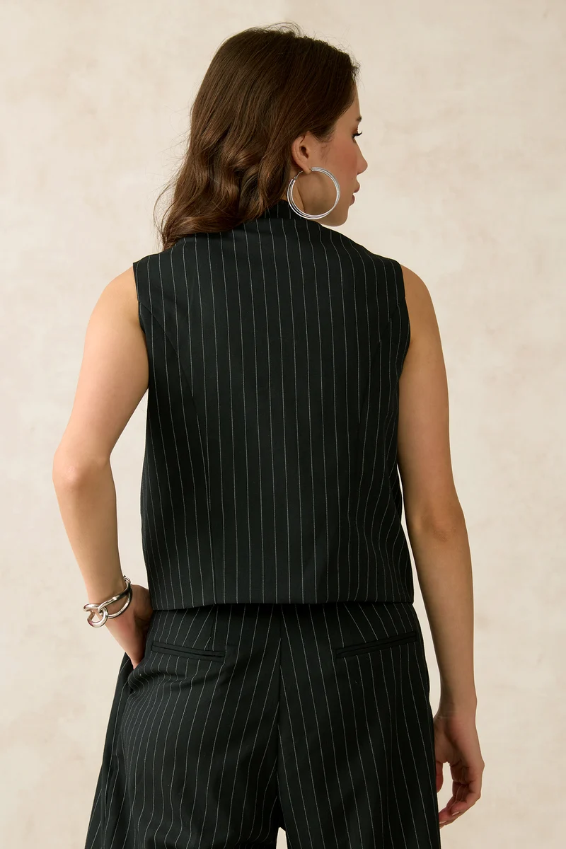 Natalie|Viscose Stretch High Collar Vest