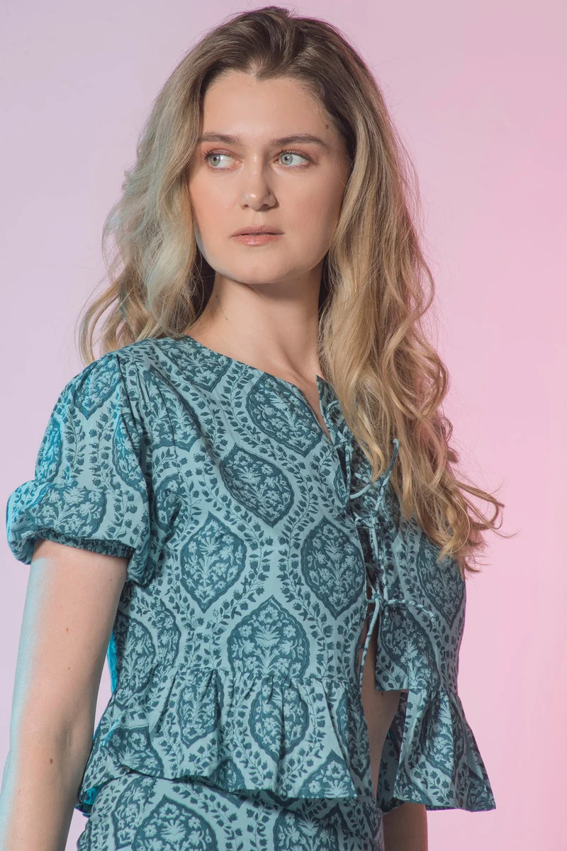 Ruhani|100% Cotton Jaipur Block Print Tie Top