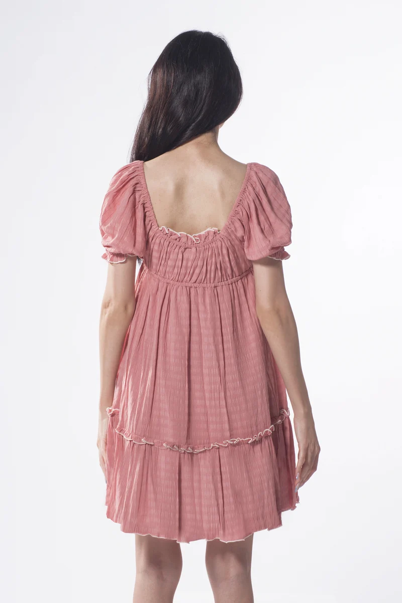 Angel|100% Viscose Ruffled Bow Mini Dress