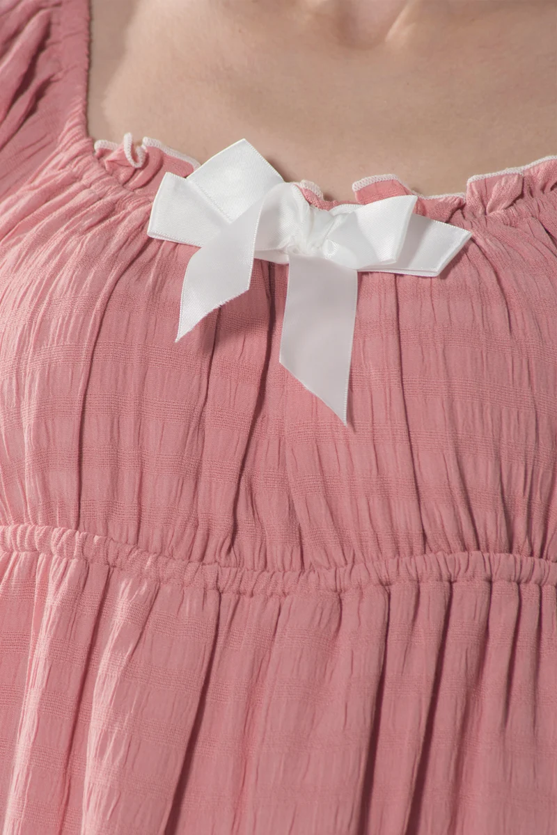 Angel|100% Viscose Ruffled Bow Mini Dress