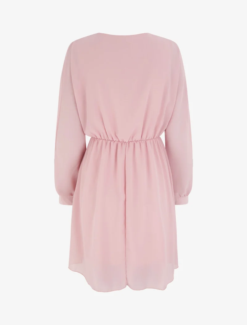 Robe évasée en voile à col cache-coeur - Rose