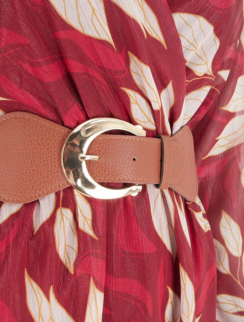 Robe irisée à imprimé feuillage - Bordeaux