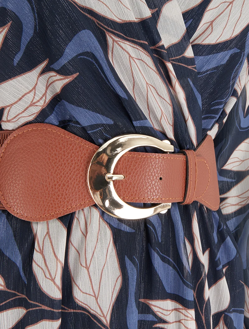 Robe irisée à imprimé feuillage - Marine