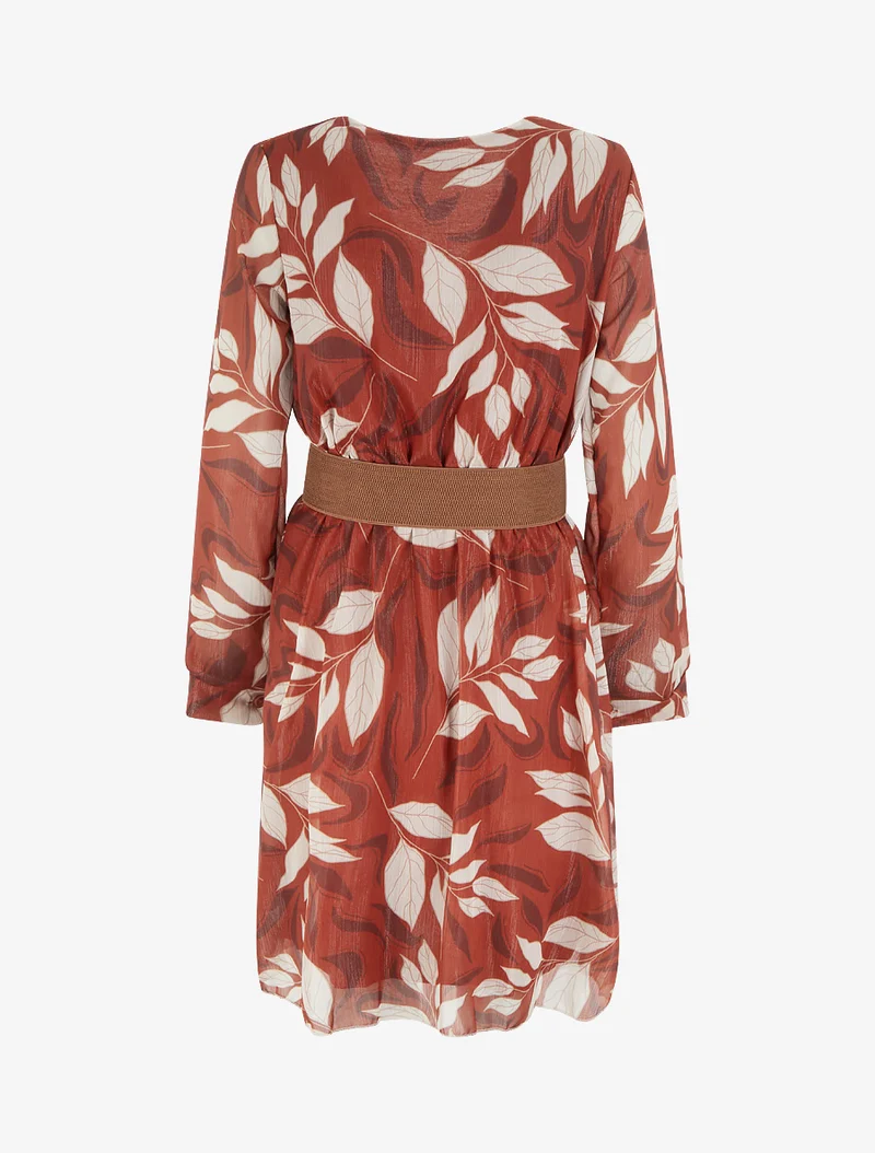 Robe irisée à imprimé feuillage - Rouille