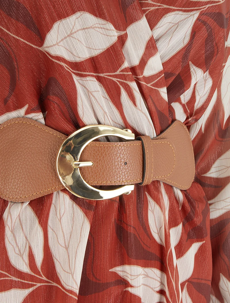 Robe irisée à imprimé feuillage - Rouille