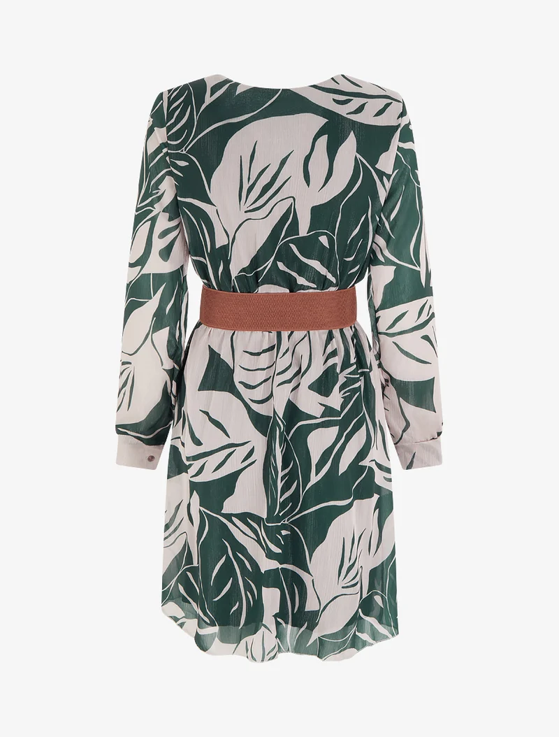 Robe irisée à imprimé grandes feuilles - Vert foncé