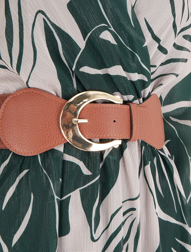 Robe irisée à imprimé grandes feuilles - Vert foncé