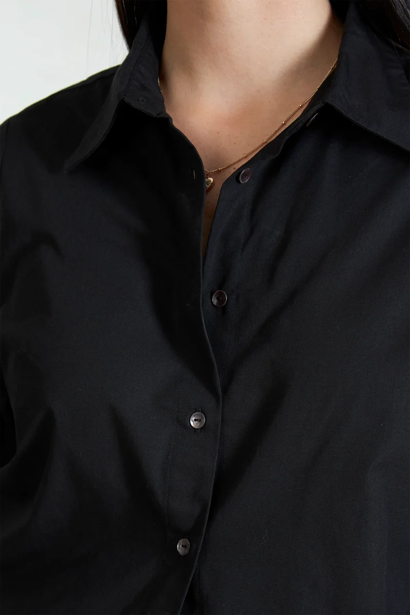 Dakota Shirt|100% Cotton Black Shirt With Long Sleeves