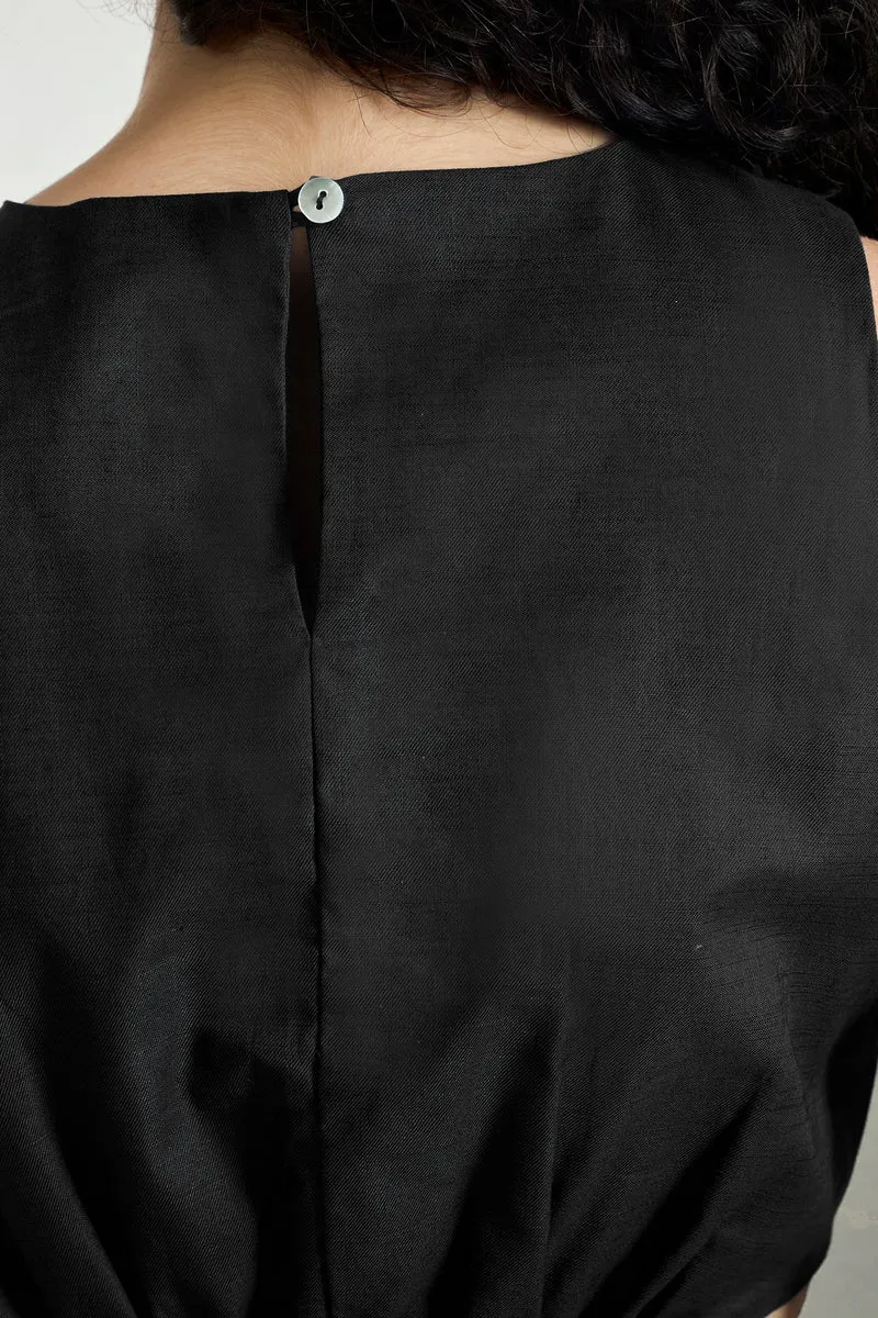 Alexis|100% Cotton Elastic Waist Cutout Midi Dress