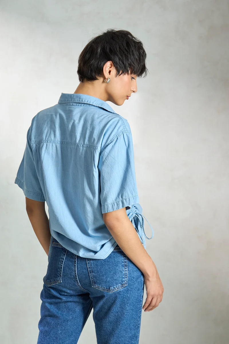 Colette|100% Cotton Denim Drawstring Shirt