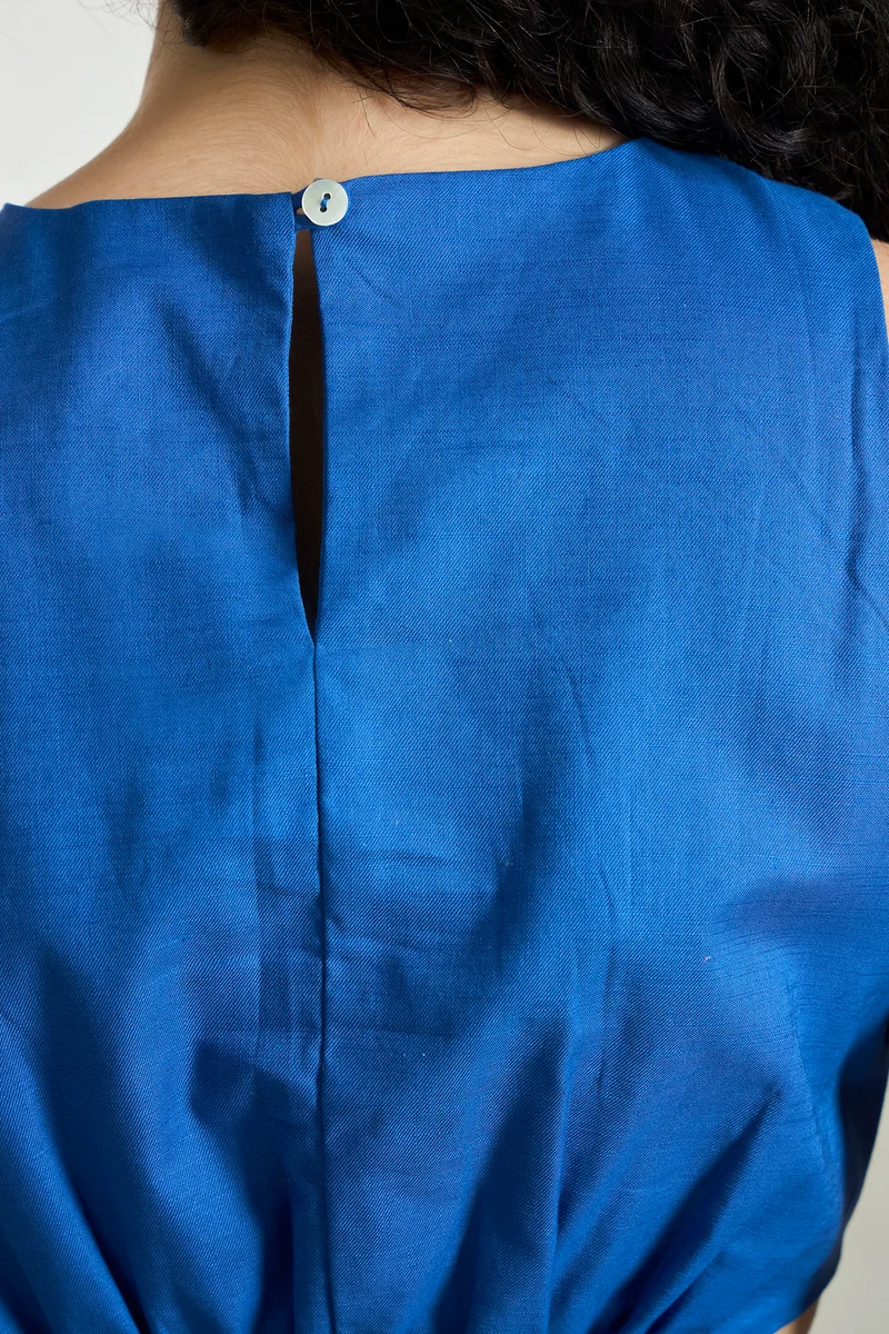 River|100% Cotton Gathered Waist A-Line Midi Dress