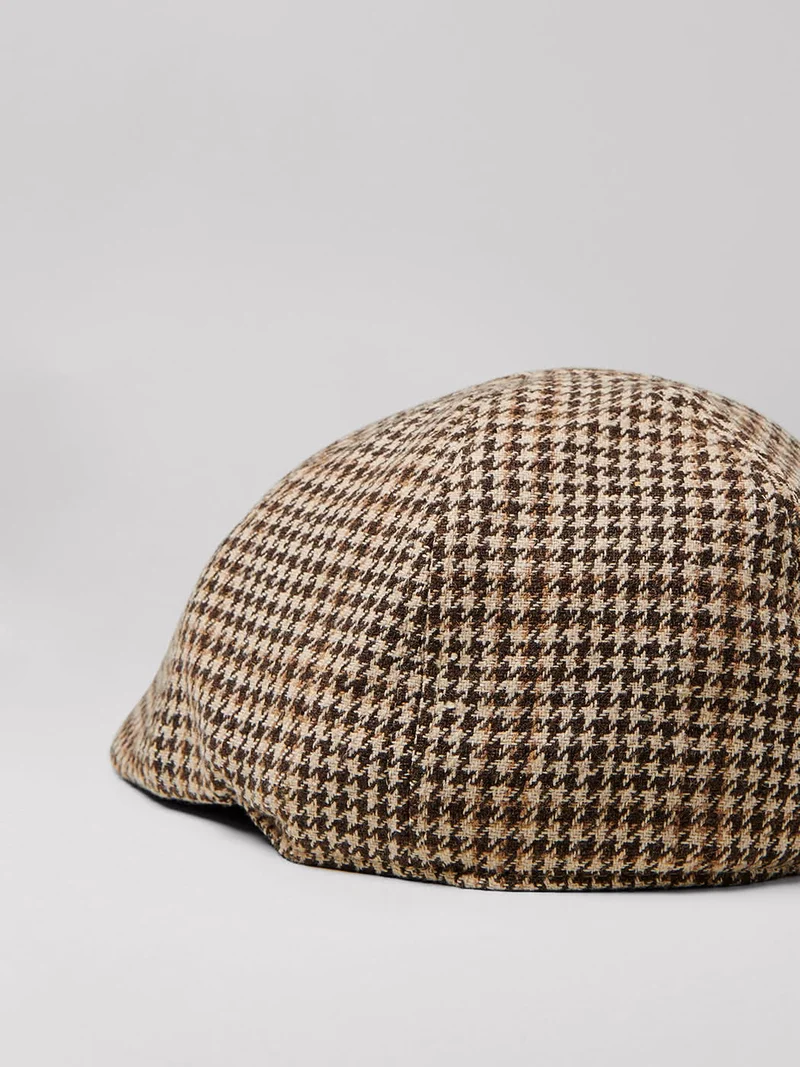 Casquette gavroche motif pied de poule.
