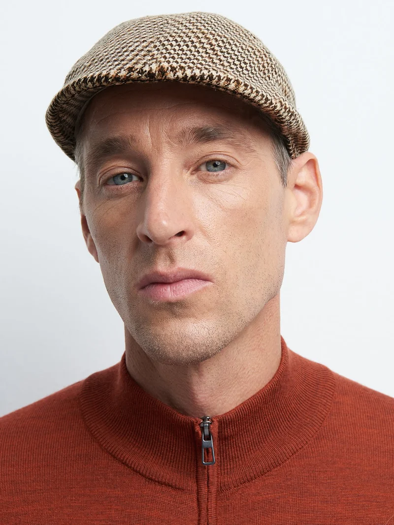 Casquette gavroche motif pied de poule.