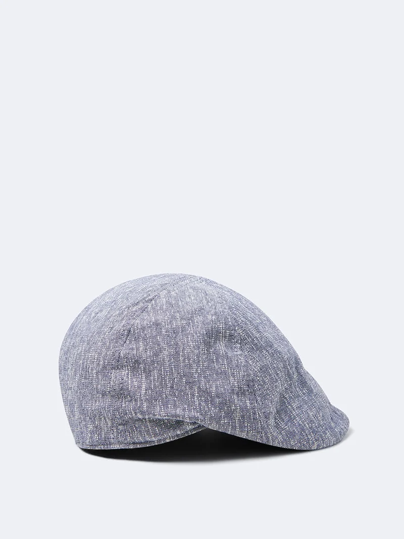 Casquette plate chinée en coton lin