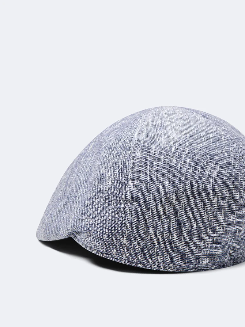 Casquette plate chinée en coton lin
