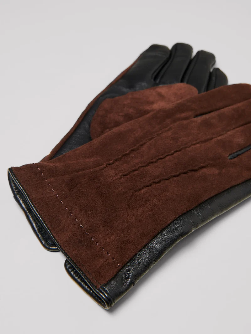 Gants en cuir bicolore