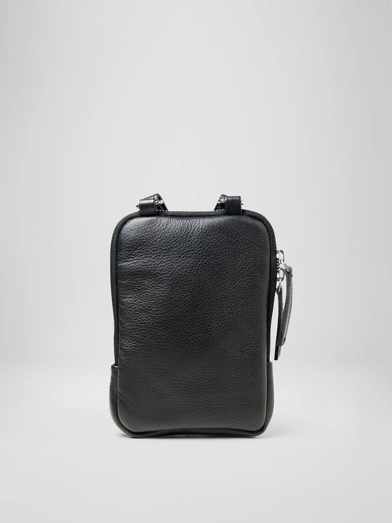 Petit sac bandoulière en cuir uni