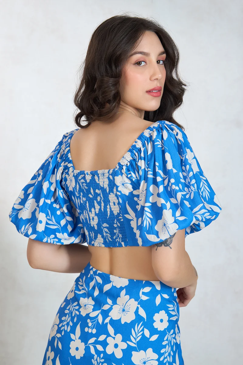 Belavous Top|100% Modal Floral Sweatheart Neck Croptop