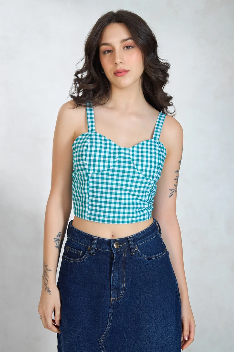 Chala|100% Cotton Corset Top With Smocked Back