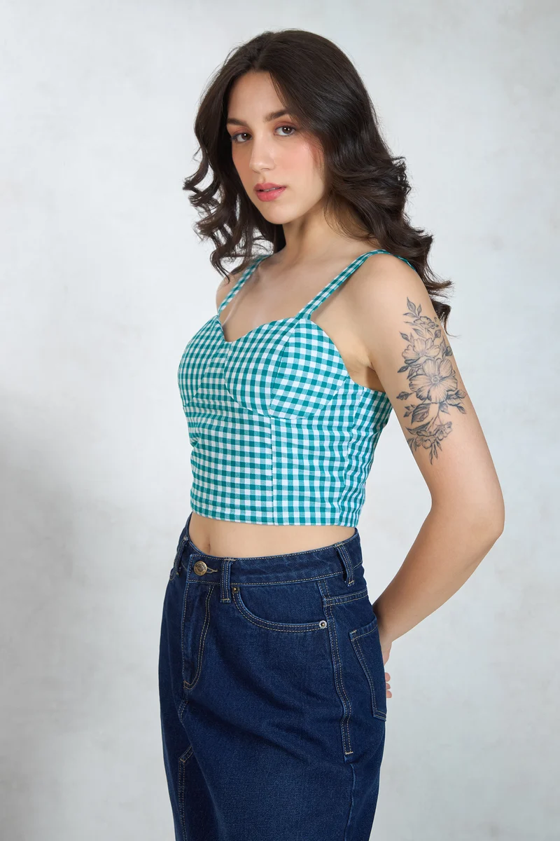 Chala|100% Cotton Corset Top With Smocked Back