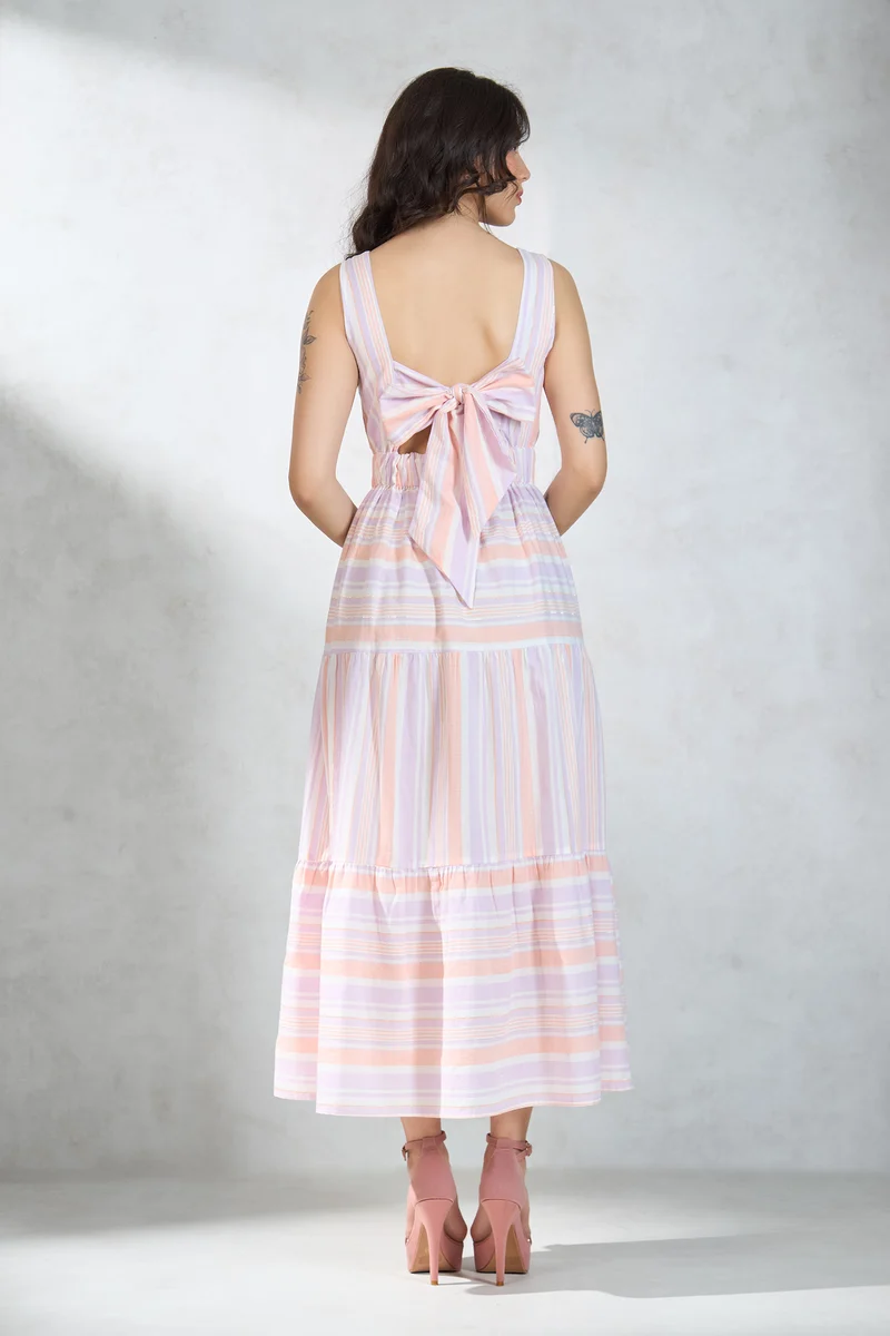 Moana|100% Cotton Maxi Dress With Front Cut-Out