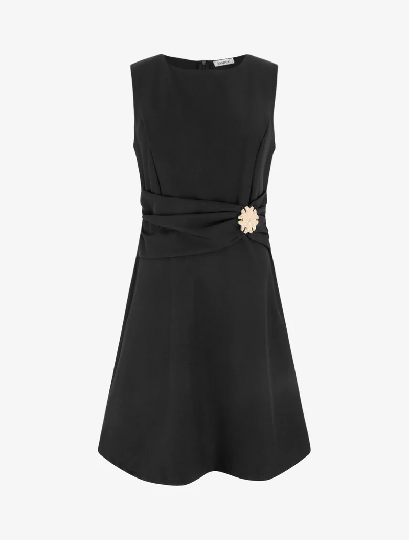 Robe sans manches à empiècement bijou - Noir