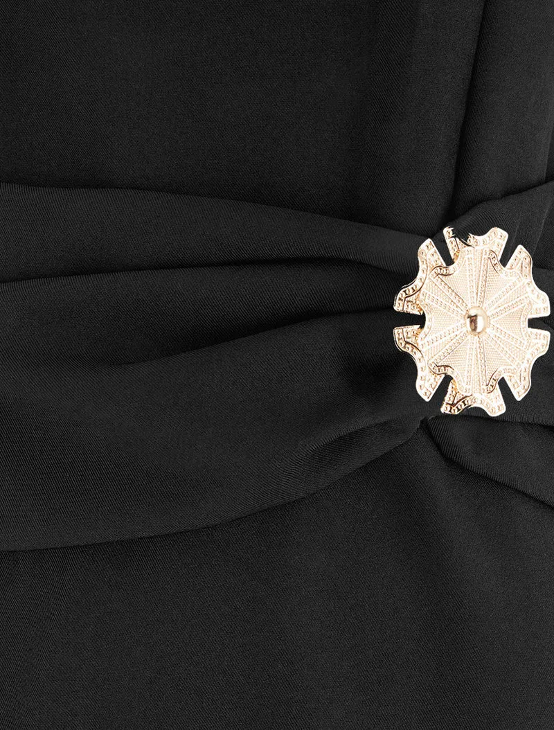 Robe sans manches à empiècement bijou - Noir