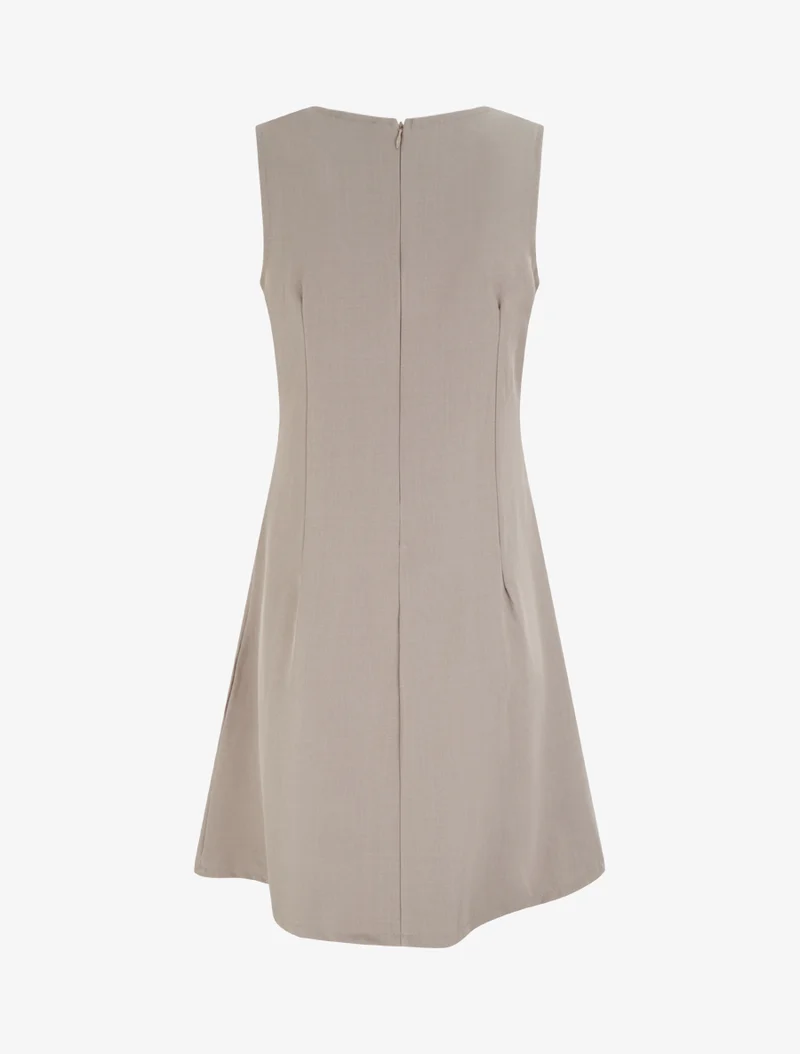 Robe sans manches à empiècement bijou - Taupe