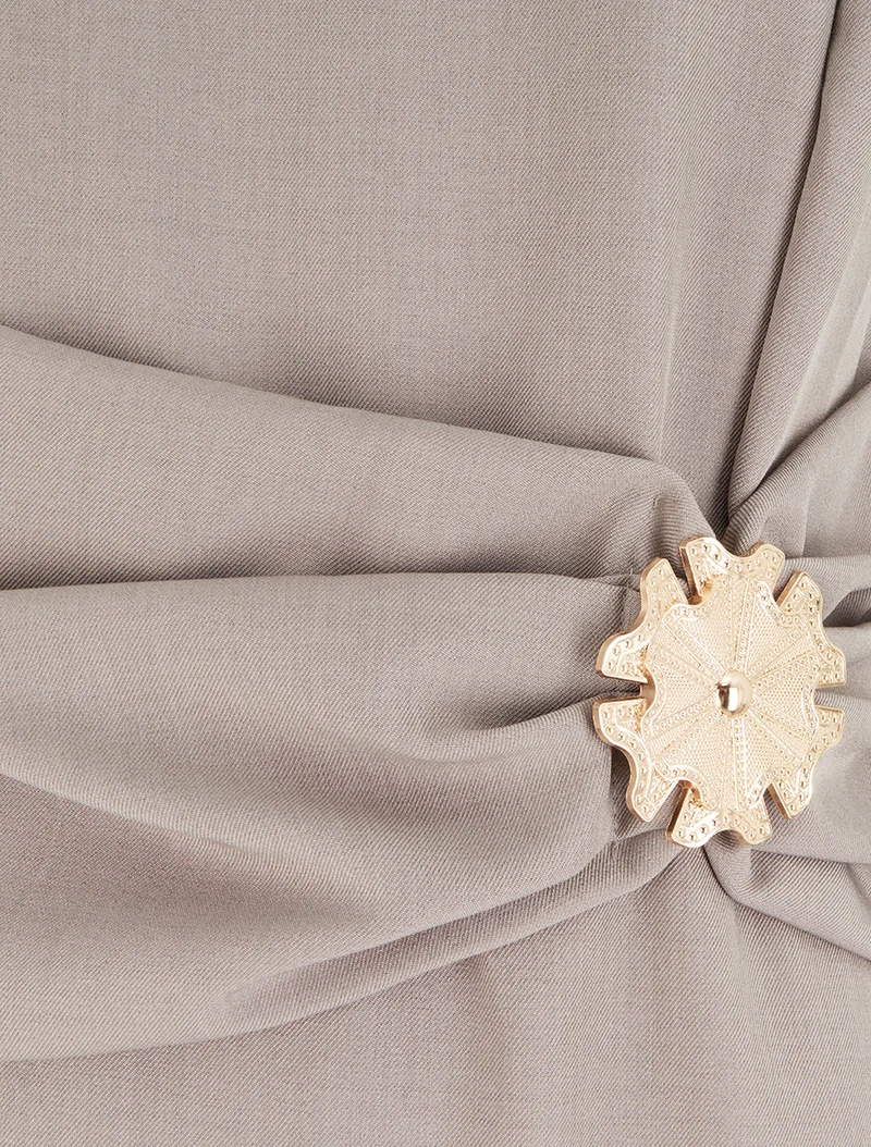 Robe sans manches à empiècement bijou - Taupe