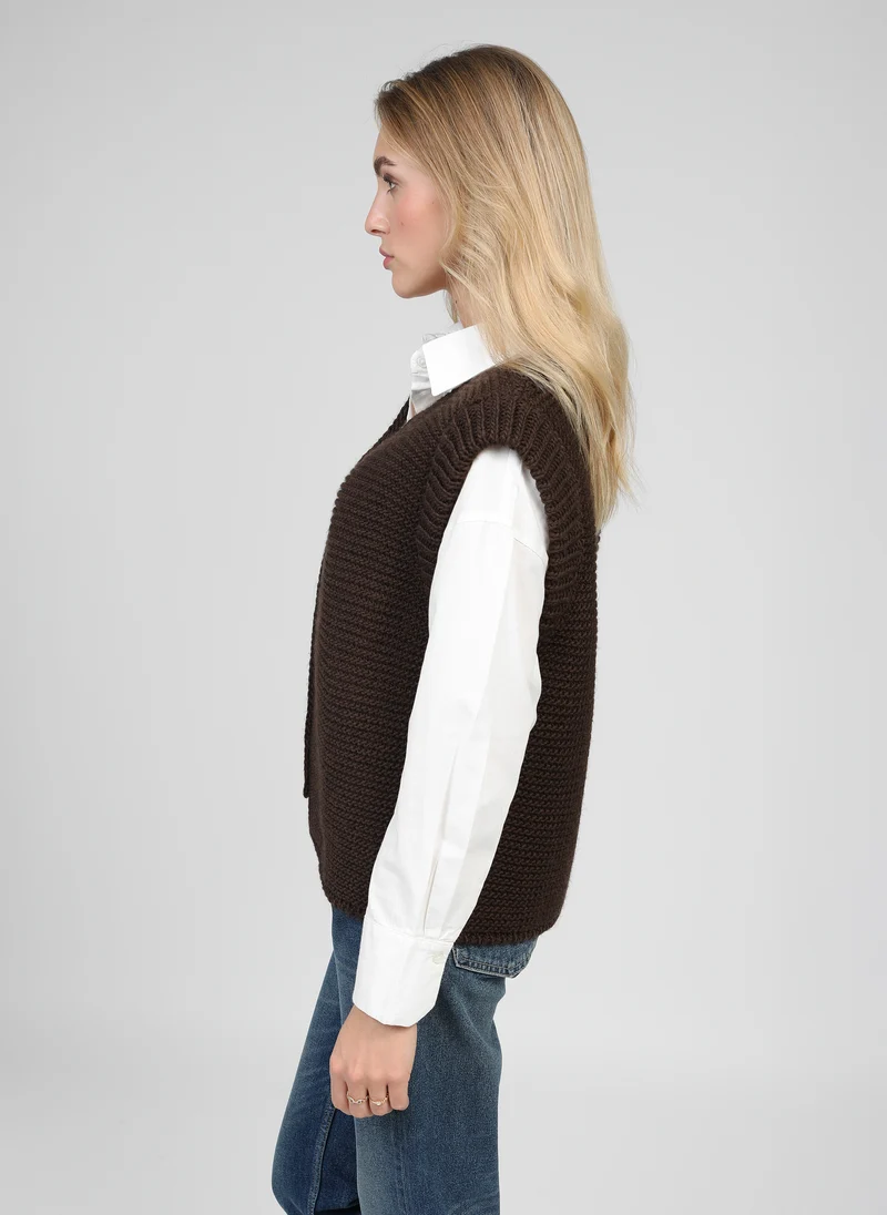 CARDIGAN SANS MANCHE LEGRINGOU chocolat