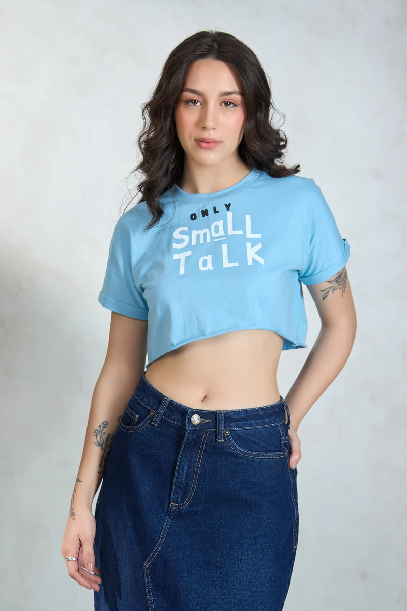 Harley|100% Cotton Knit Boxy Crop Graphic Tee