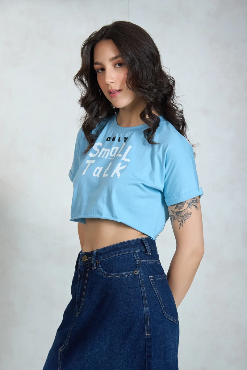 Harley|100% Cotton Knit Boxy Crop Graphic Tee