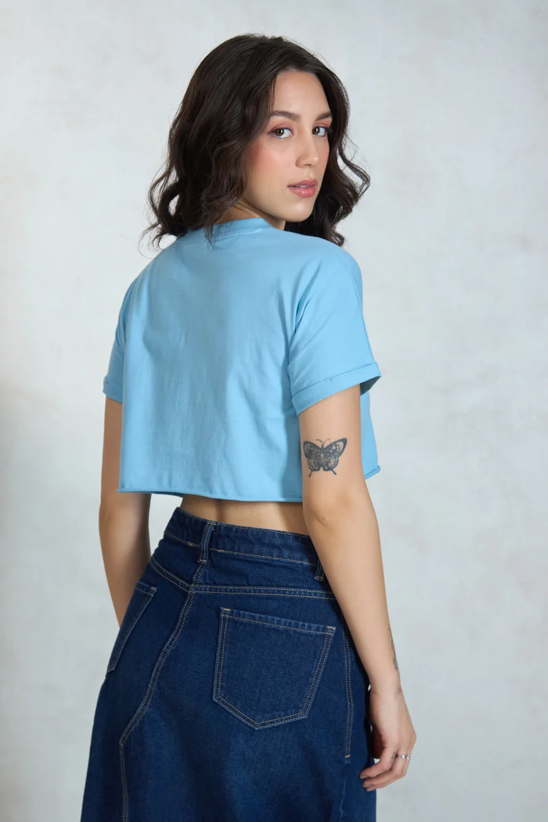 Harley|100% Cotton Knit Boxy Crop Graphic Tee