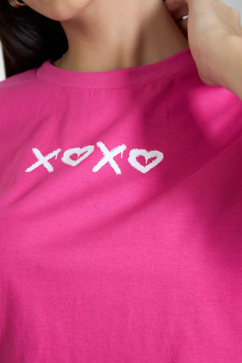 Storm|100% Cotton Knit Pink Boxy Crop Graphic Tee