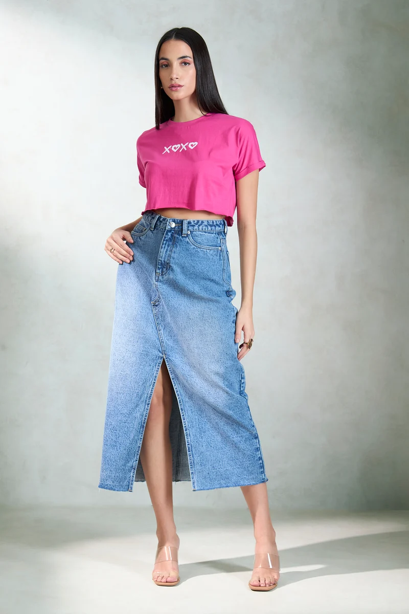 Storm|100% Cotton Knit Pink Boxy Crop Graphic Tee
