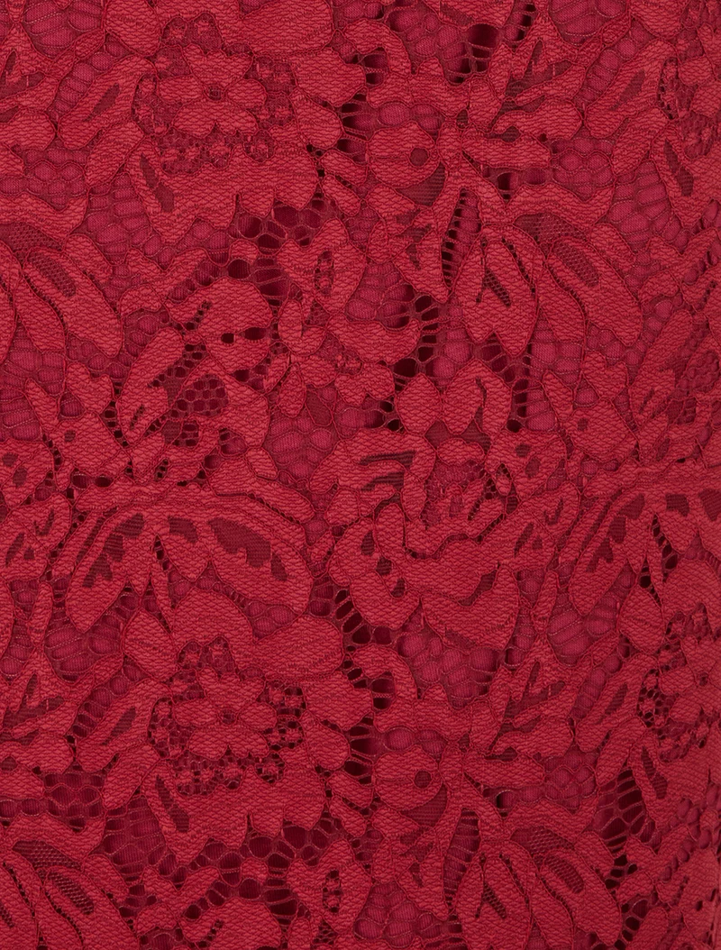 Jupe crayon en dentelle à taille haute - Rouge