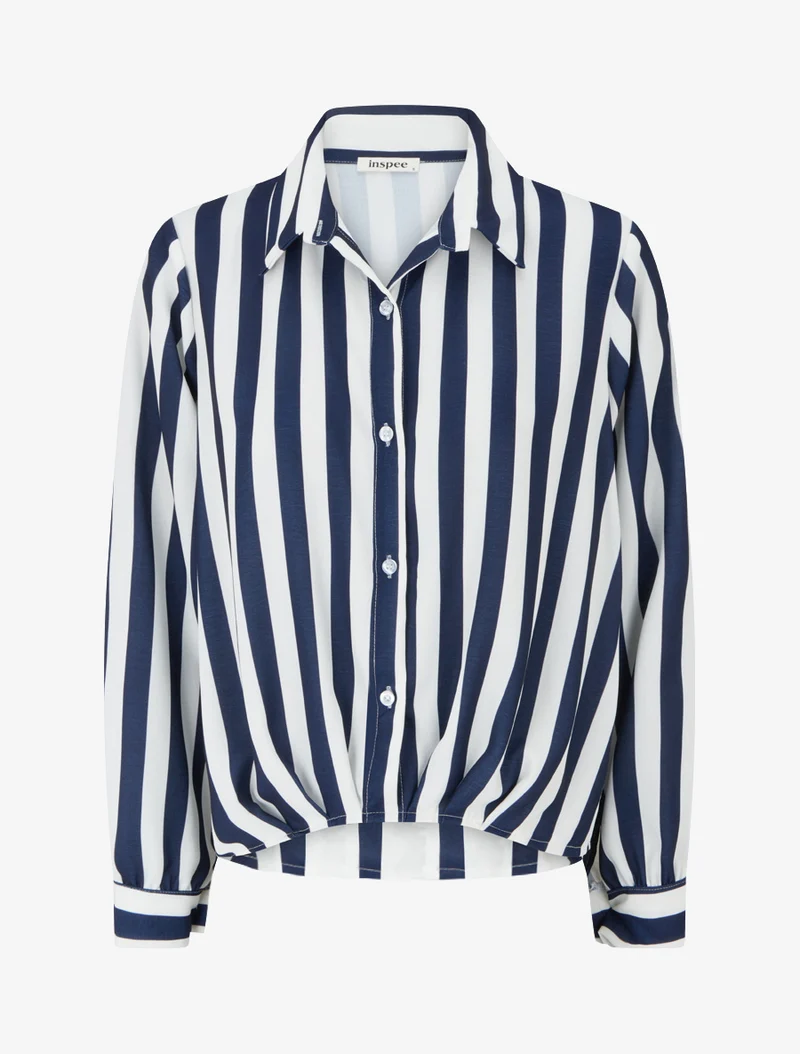 Blouse style chemise à rayures - Marine