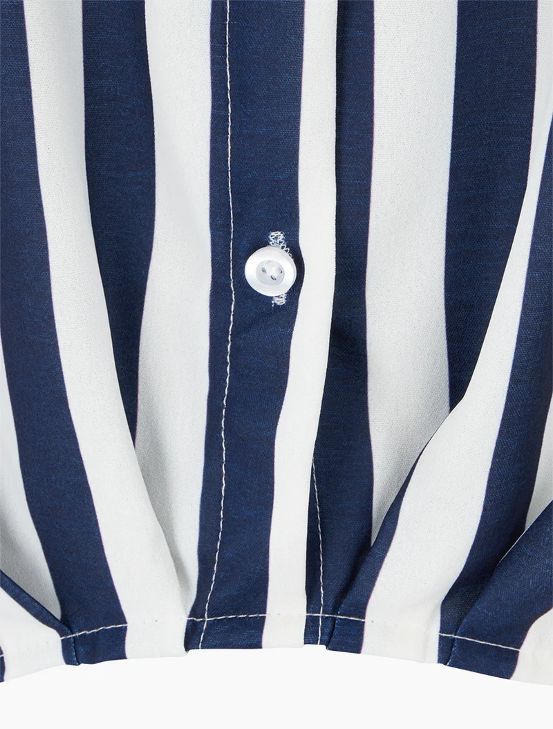 Blouse style chemise à rayures - Marine