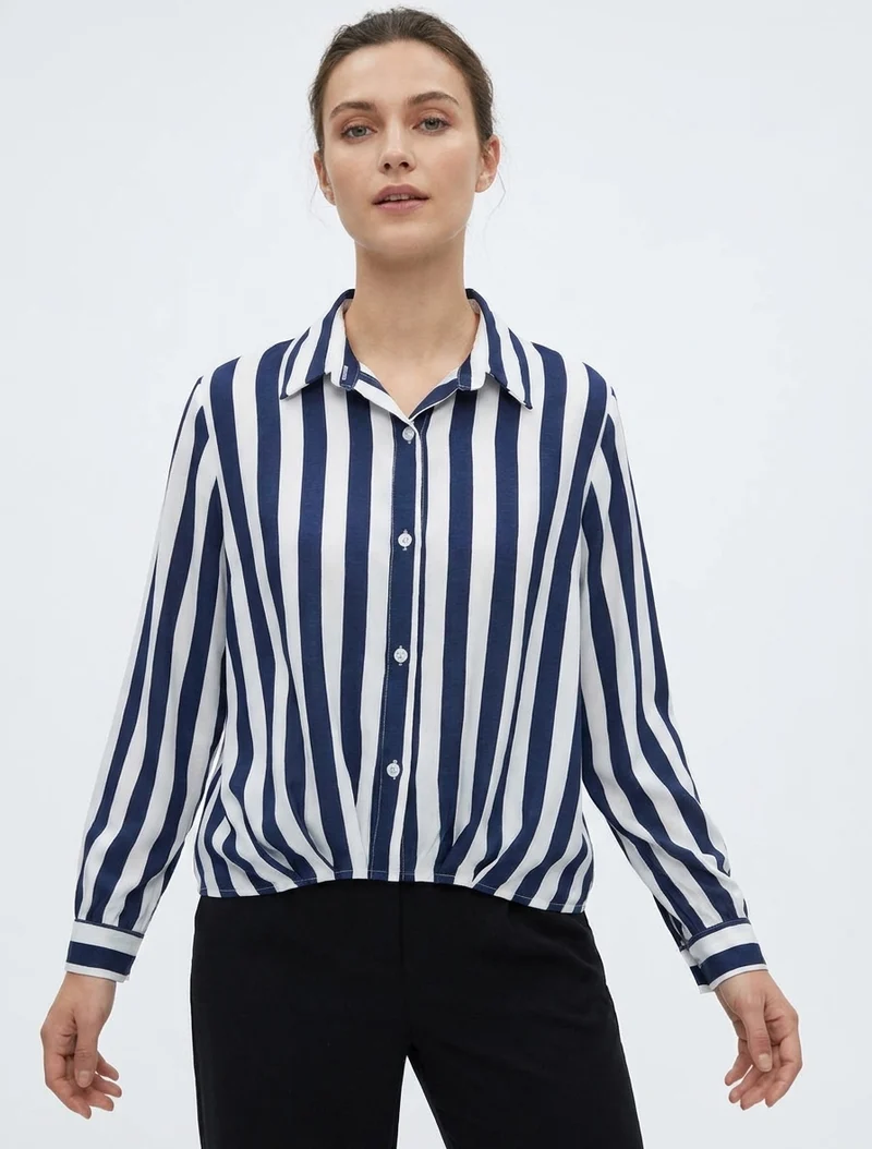 Blouse style chemise à rayures - Marine