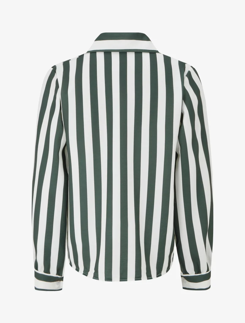 Blouse style chemise à rayures - Kaki foncé