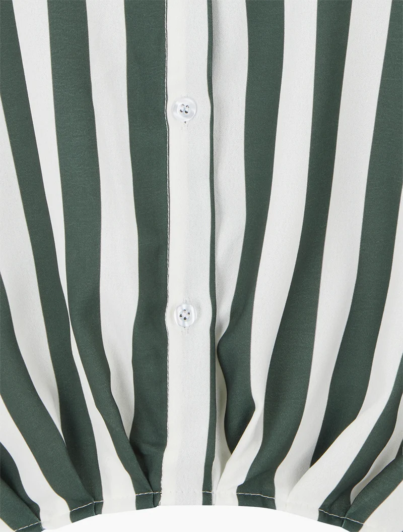Blouse style chemise à rayures - Kaki foncé