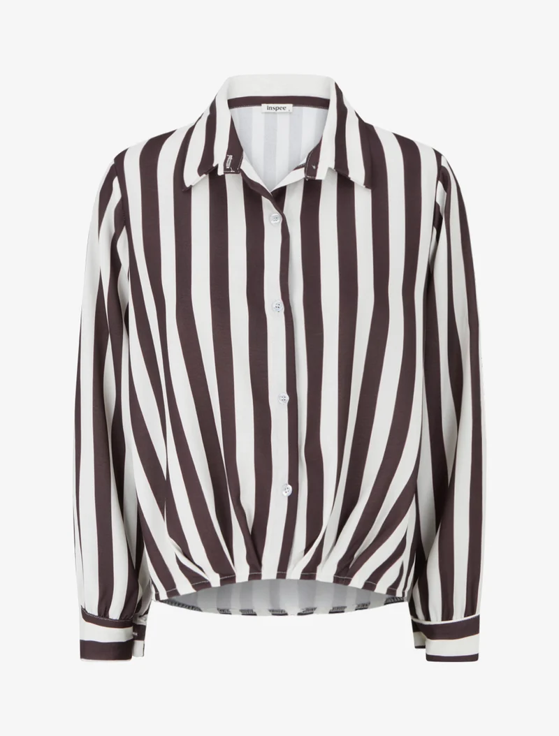 Blouse style chemise à rayures - Marron