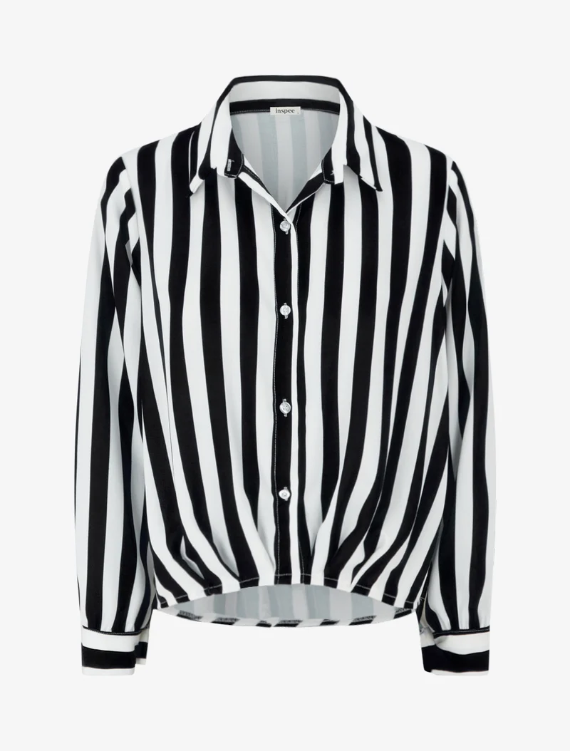 Blouse style chemise à rayures - Noir