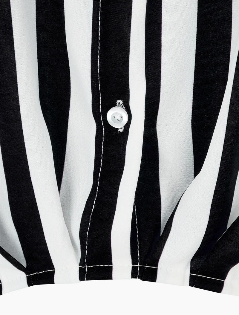 Blouse style chemise à rayures - Noir
