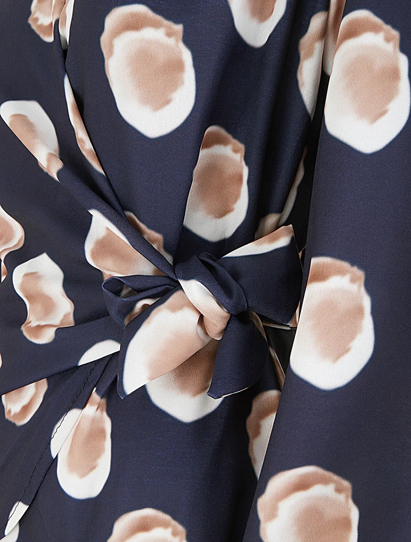 Blouse style portefeuille imprimé fantaisie - Marine