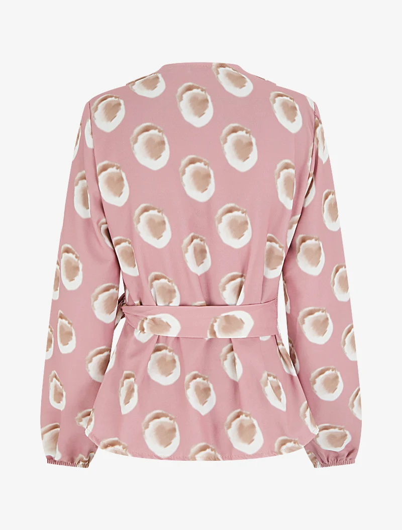 Blouse style portefeuille imprimé fantaisie - Vieux rose
