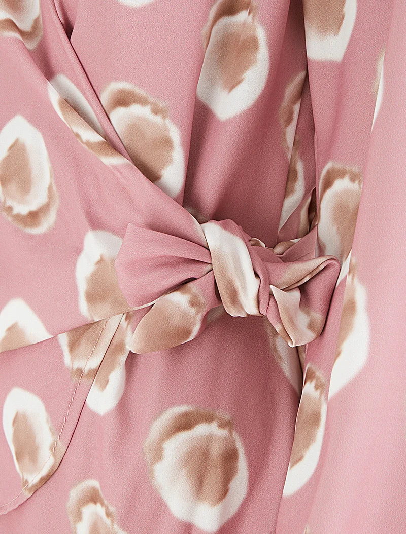 Blouse style portefeuille imprimé fantaisie - Vieux rose