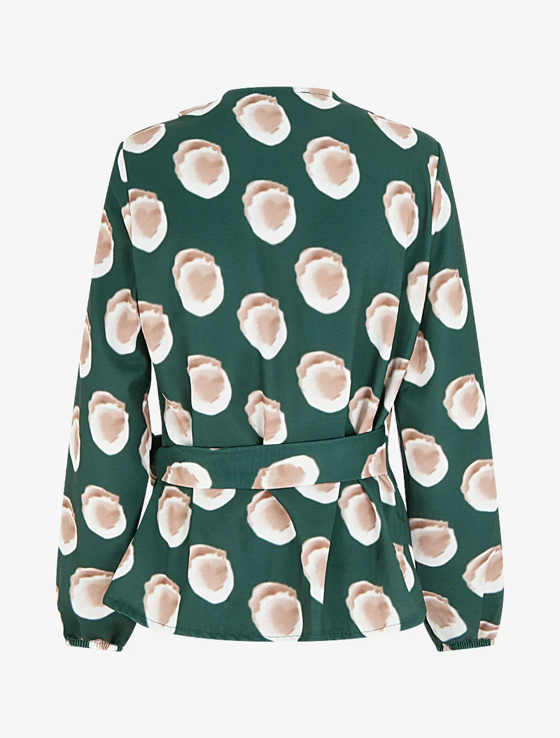 Blouse style portefeuille imprimé fantaisie - Vert sapin
