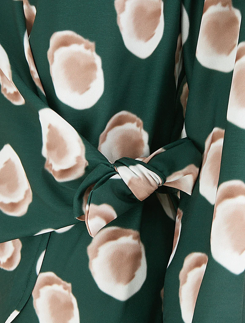 Blouse style portefeuille imprimé fantaisie - Vert sapin